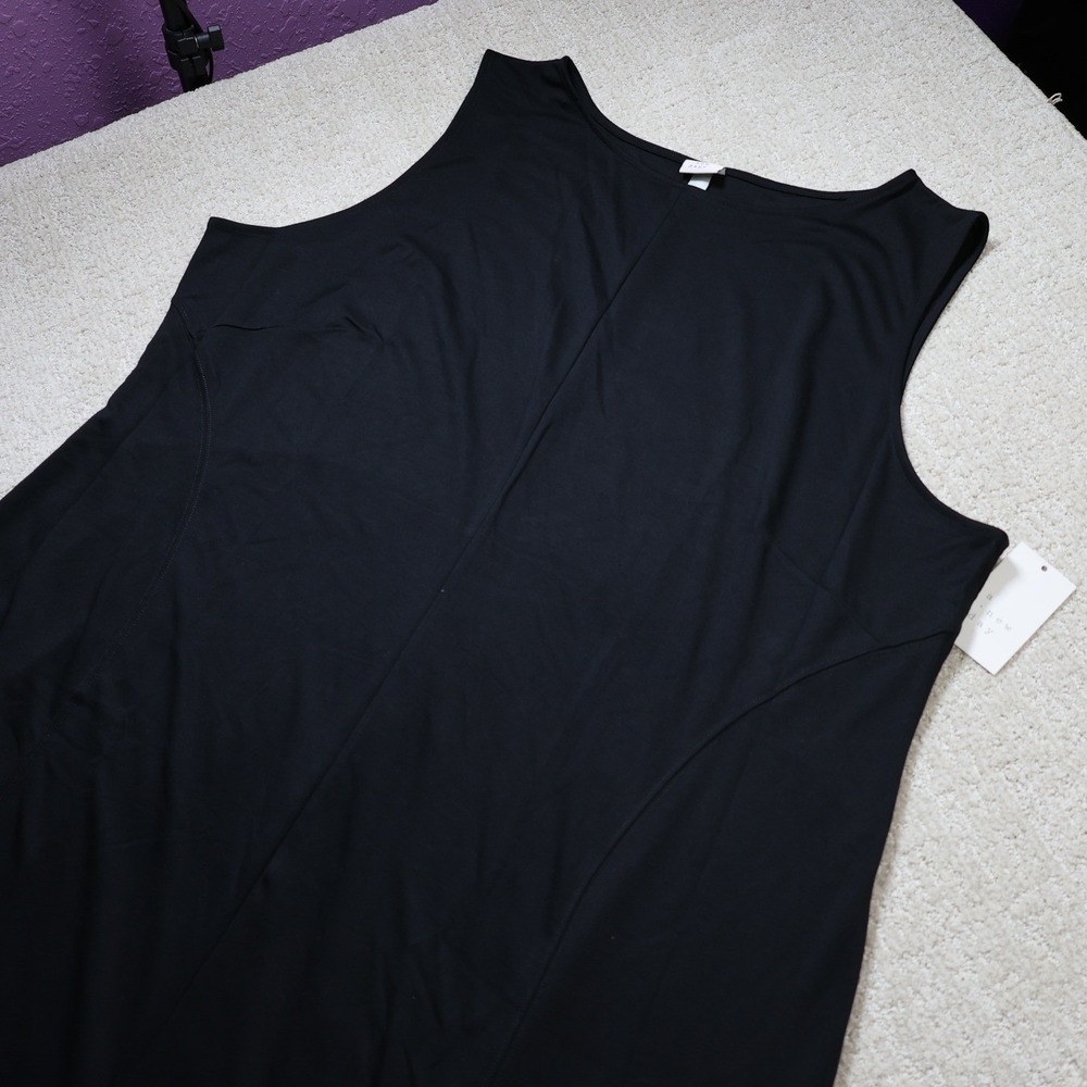 A New Day Womens 3X Black Sleeveless Midi Dress Scoop Neck Panelled Knit E783P1